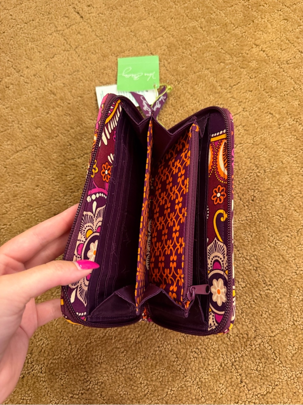 Vera Bradley Safari Sunset Purple Floral Accordion Wallet Zip Around NWT - Picture 4 of 8